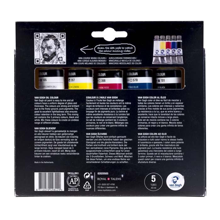 Olejové farby Van Gogh - primary mixing set 5 x 40 ml