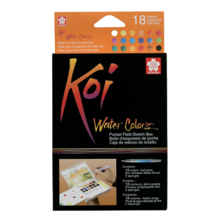 Sketch box s akvarelovými farbami Sakura Koi - 18 kusov
