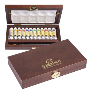 Rembrandt Traditional Akvarelový drevený box 12 x 10 ml tuby + príslušenstvo
